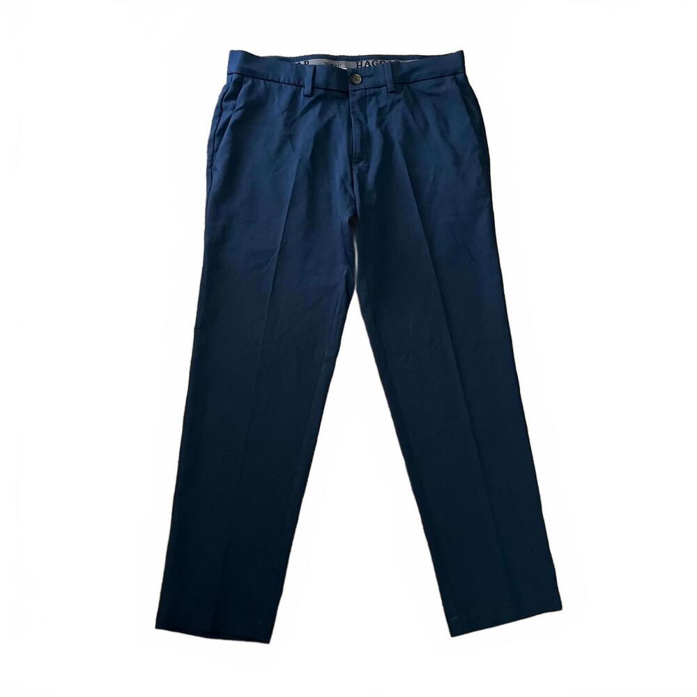 Haggar 34x30 Blue Cool 18 Pro Slim Fit Chino Slacks